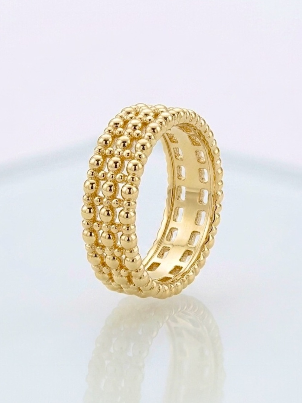 Dorica Triple Row Ring | 14K Gold Plated | Water Resistant Elegant Jewelry